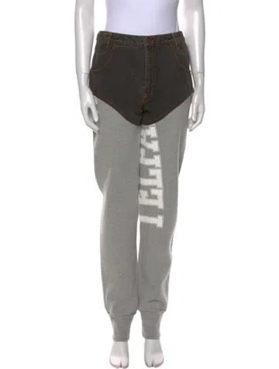 Pre-owned Telfar Graphic Print Skinny Leg Pants In Gray