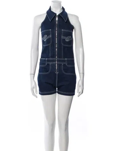 Pre-owned Telfar Halterneck Romper In Blue