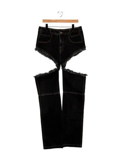 Pre-owned Telfar High-rise Wide Leg Jeans In Black