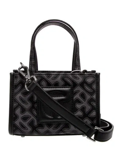 Pre-owned Telfar Jacquard Mini Canvas Shopping Tote W/ Tags In Black