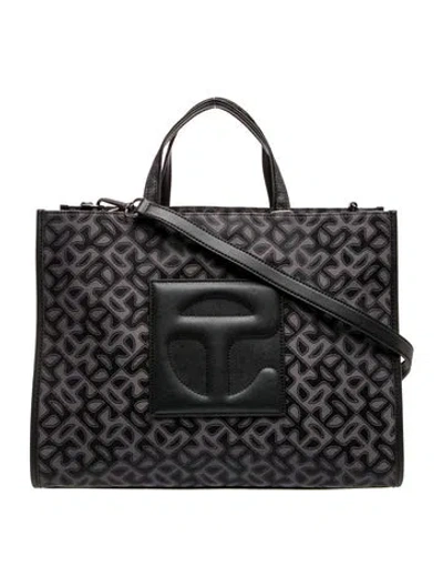 Pre-owned Telfar Jacquard Top Handle Bag W/ Tags In Black