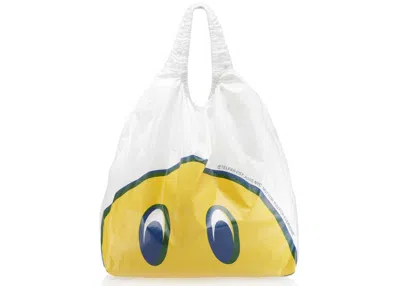 Pre-owned Telfar Jumbo Smiley Face Plastic Bag In White