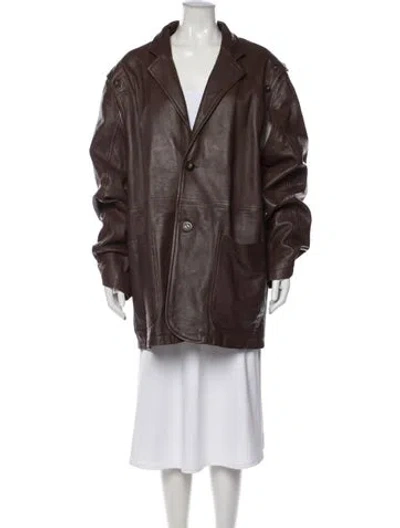 Pre-owned Telfar Lamb Leather Jacket In Brown