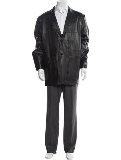Pre-owned Telfar Lamb Leather Overcoat In Black