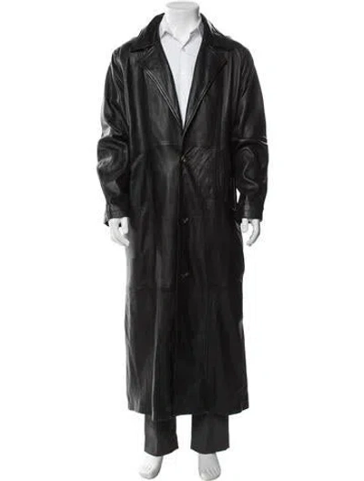Pre-owned Telfar Lamb Leather Trench Coat In Black
