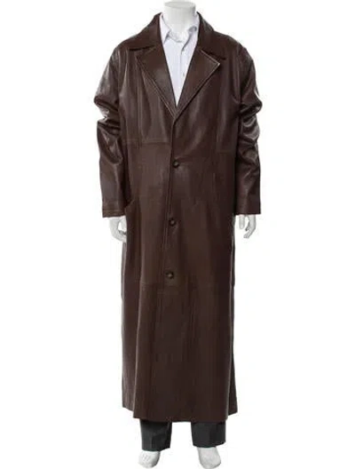 Pre-owned Telfar Lamb Leather Trench Coat In Brown