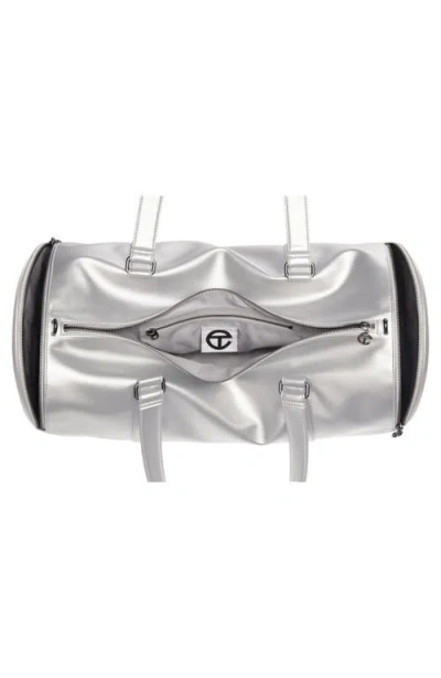 Telfar Large Faux Leather Duffle Bag In Silver
