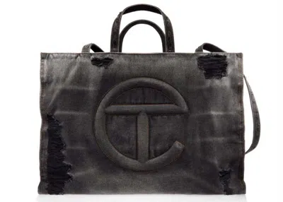 Pre-owned Telfar Large Shopping Bag In Distressed Black