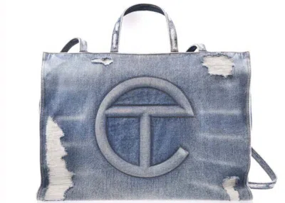Pre-owned Telfar Large Shopping Bag In Distressed Blue
