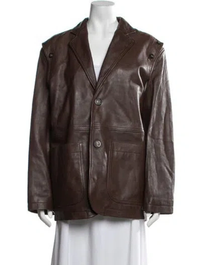 Pre-owned Telfar Leather Coat In Brown