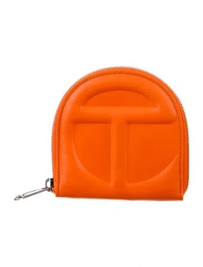 Pre-owned Telfar Leather Coin Pouch In Orange