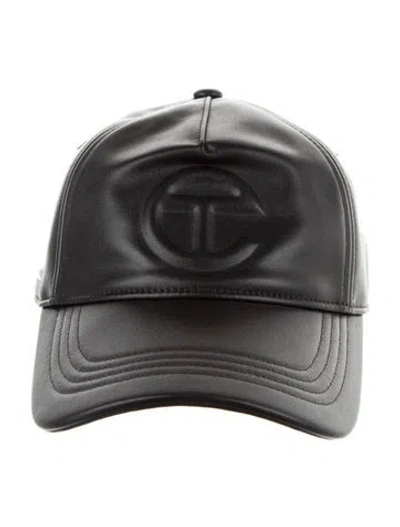Pre-owned Telfar Leather Logo Baseball Cap In Black