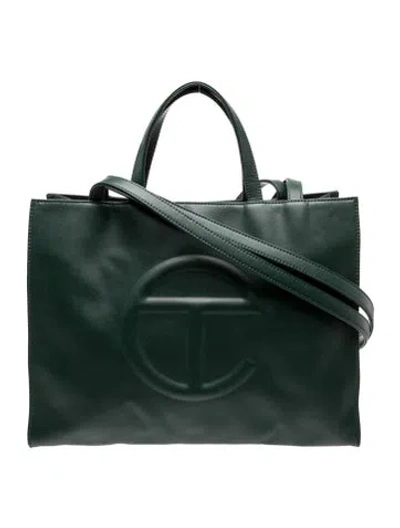 Pre-owned Telfar Leather Medium Dark Olive Shopping Bag Medium In Green