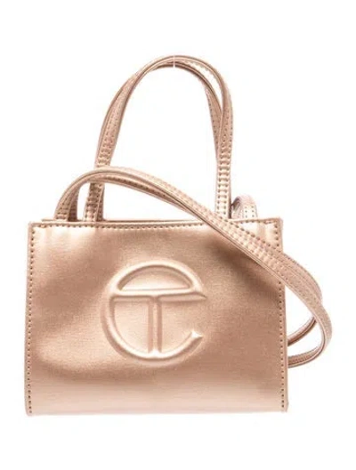 Pre-owned Telfar Leather Mini Tote Handle Bag In Pink