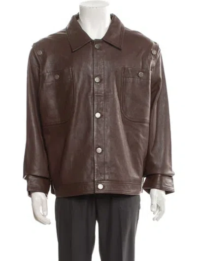 Pre-owned Telfar Leather Moto Jacket W/ Tags In Brown
