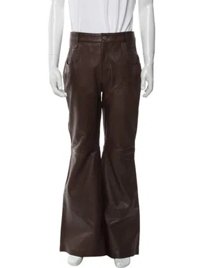 Pre-owned Telfar Leather Pants In Brown