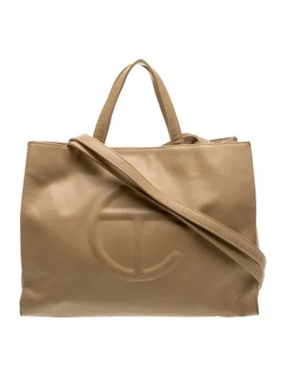 Pre-owned Telfar Leather Shopping Bag Medium In Neutral