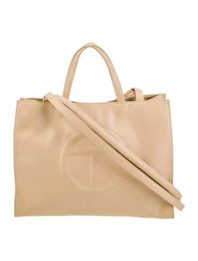 Pre-owned Telfar Leather Shopping Medium In Neutral