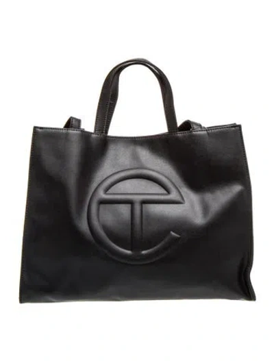 Pre-owned Telfar Leather Shopping Tote In Black