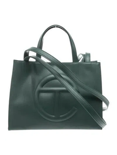 Pre-owned Telfar Leather Shopping Tote In Green