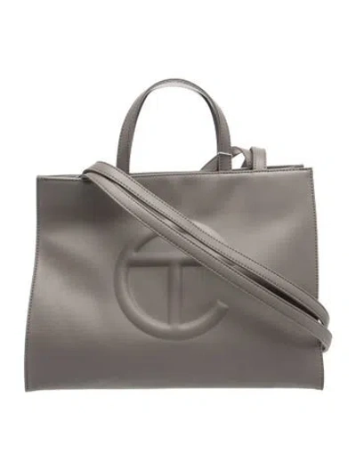 Pre-owned Telfar Leather Shopping Tote In Grey
