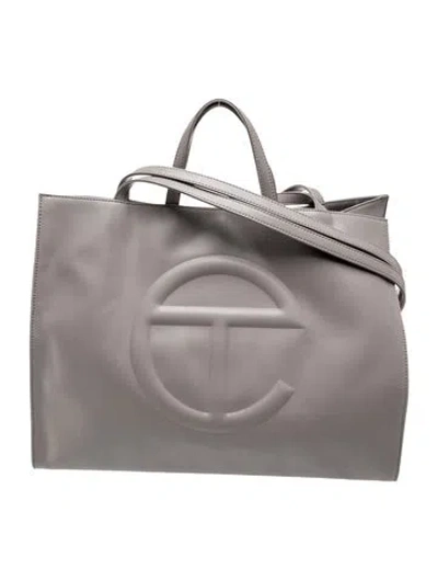 Pre-owned Telfar Leather Shopping Tote Large In Grey