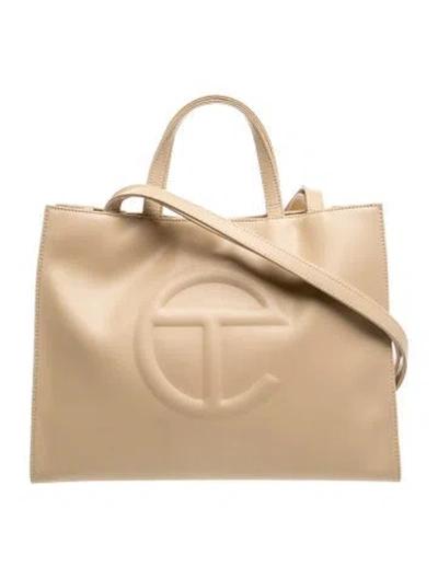 Pre-owned Telfar Leather Shopping Tote In Metallic/neutrals