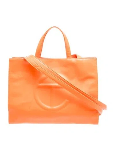 Pre-owned Telfar Leather Shopping Tote In Orange