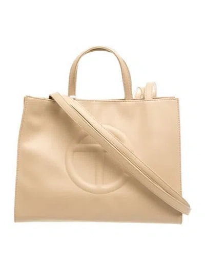 Pre-owned Telfar Leather Shopping Tote W/ Tags In Neutrals