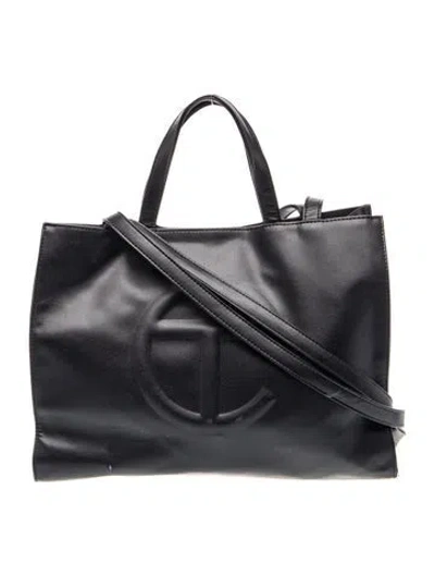 Pre-owned Telfar Leather Shoulder Bag In Black