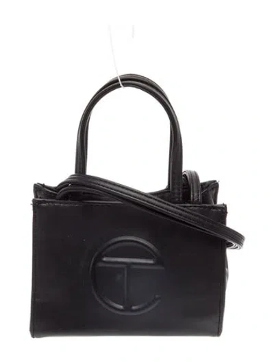 Pre-owned Telfar Leather Shoulder Bag In Black
