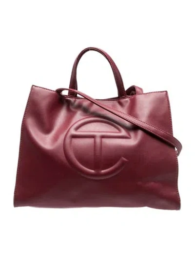Pre-owned Telfar Leather Shoulder Bag In Burgundy