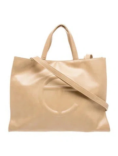 Pre-owned Telfar Leather Shoulder Bag In Neutral