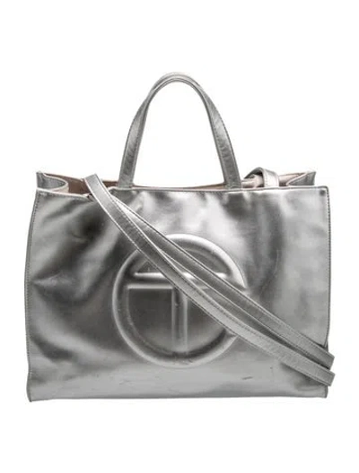 Pre-owned Telfar Leather Shoulder Bag In Silver