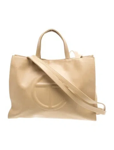 Pre-owned Telfar Leather Top Handle Bag In Gold