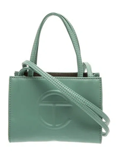 Pre-owned Telfar Leather Top Handle Bag Small In Green