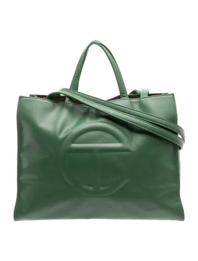 Pre-owned Telfar Leather Tote In Green