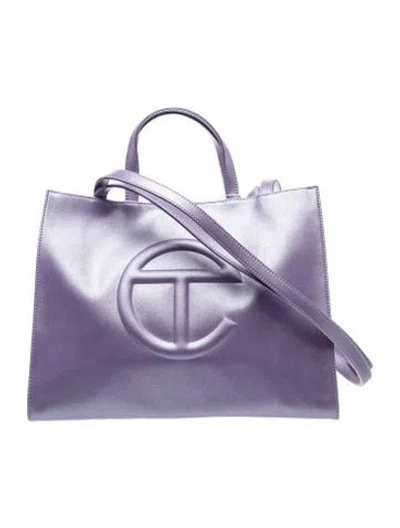 Pre-owned Telfar Leather Tote W/ Tags In Metallic/purple