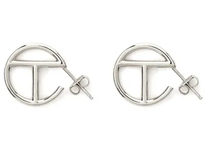 Pre-owned Telfar Logo Hoop Earring Small In Silver