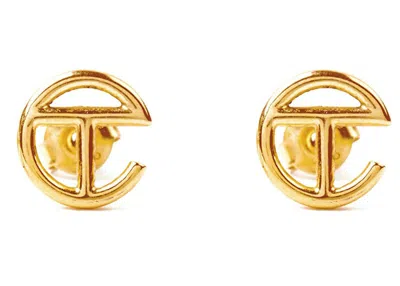 Pre-owned Telfar Logo Stud Earring In Gold