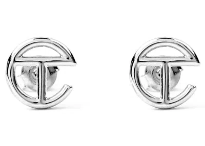 Pre-owned Telfar Logo Stud Earring In Silver