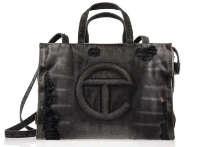 Pre-owned Telfar Medium Shopping Bag In Distressed Black