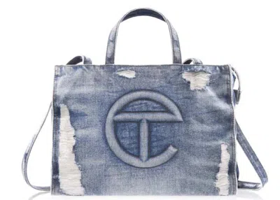 Pre-owned Telfar Medium Shopping Bag In Distressed Blue
