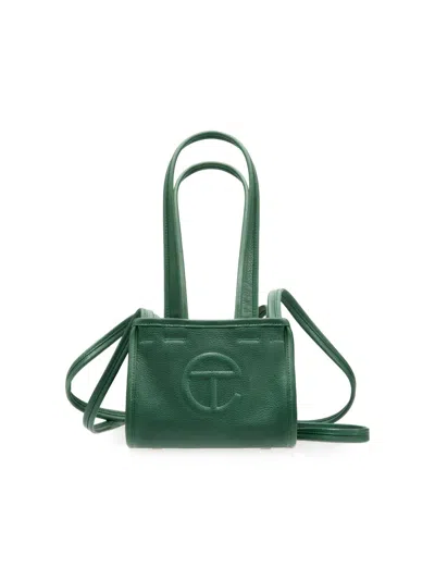 Telfar Men's Small Carry Logo Leather Bag In Green