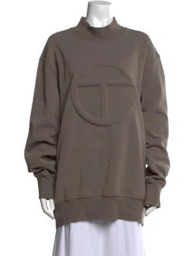 Pre-owned Telfar Mock Neck Long Sleeve Sweatshirt In Neutrals