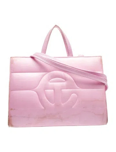 Pre-owned Telfar Nylon Puffer Shopper Large In Pink