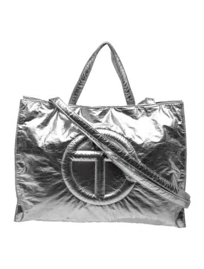Pre-owned Telfar Nylon Tote In Silver