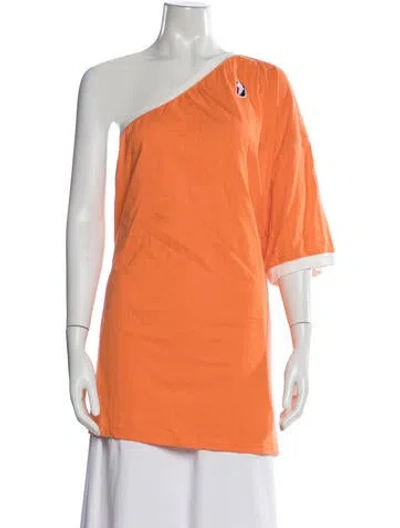 Pre-owned Telfar One-shoulder Short Sleeve T-shirt In Orange