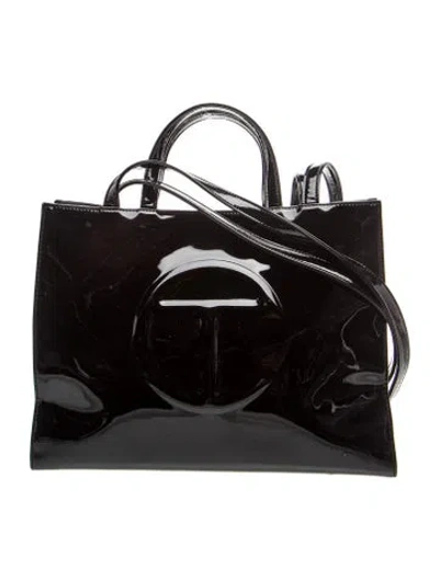 Pre-owned Telfar Patent Leather Crossbody Bag In Black