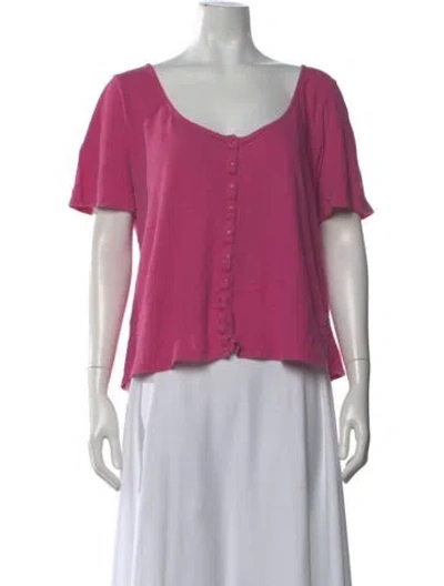 Pre-owned Telfar Scoop Neck Short Sleeve Top In Pink
